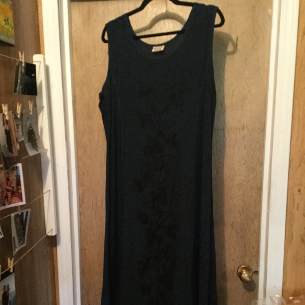 Vintage one size embroidered front  dress with matching jacket dark blue